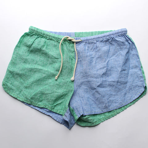 Linen Shorts > Blue + Green Combo