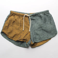 Linen Shorts > Rust + Demim Combo