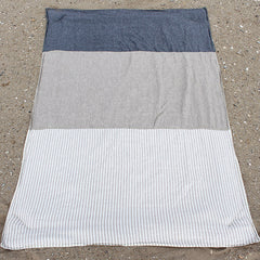 Linen Stripe/Sand/Denim Beach Blanket