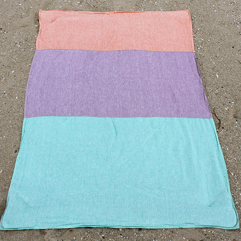 Linen Turquoise/Orange/Violet Beach Blanket
